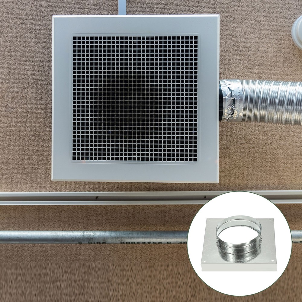 8" Square Galvanized Duct Connector Flange, Silver Tone