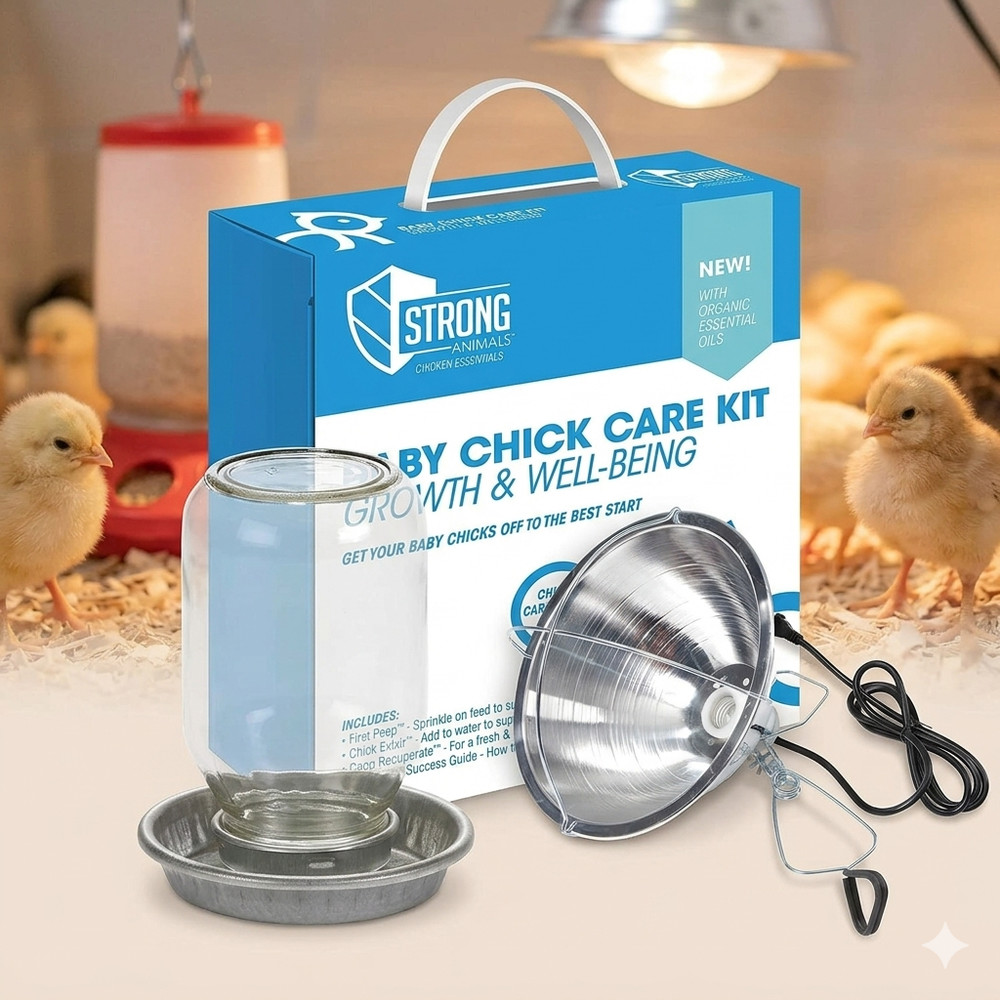 Baby Chick Starter Kit w/Heat Lamp, Waterer & Care Kit Poultry Brooder Bundle