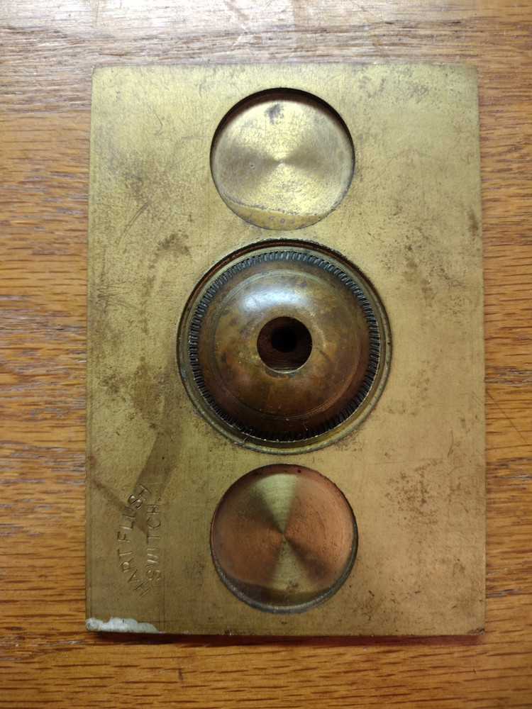 Hart Early 1900s Machined Solid Brass Flush Switch Plate Wall Box Cover Antique