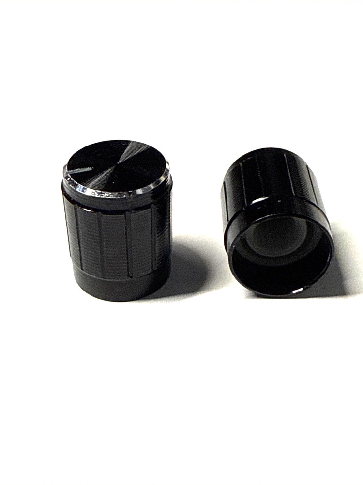 set of 2 knobs OD = 15 mm for push it in 6 mm shaft 0.25 inch BLACK