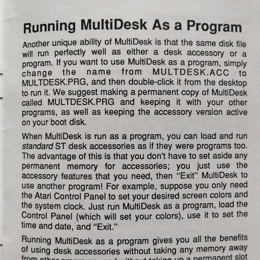 Multi Desk 1988 Vintage Atari ST CodeHead Software 3.5" Disk and Manual