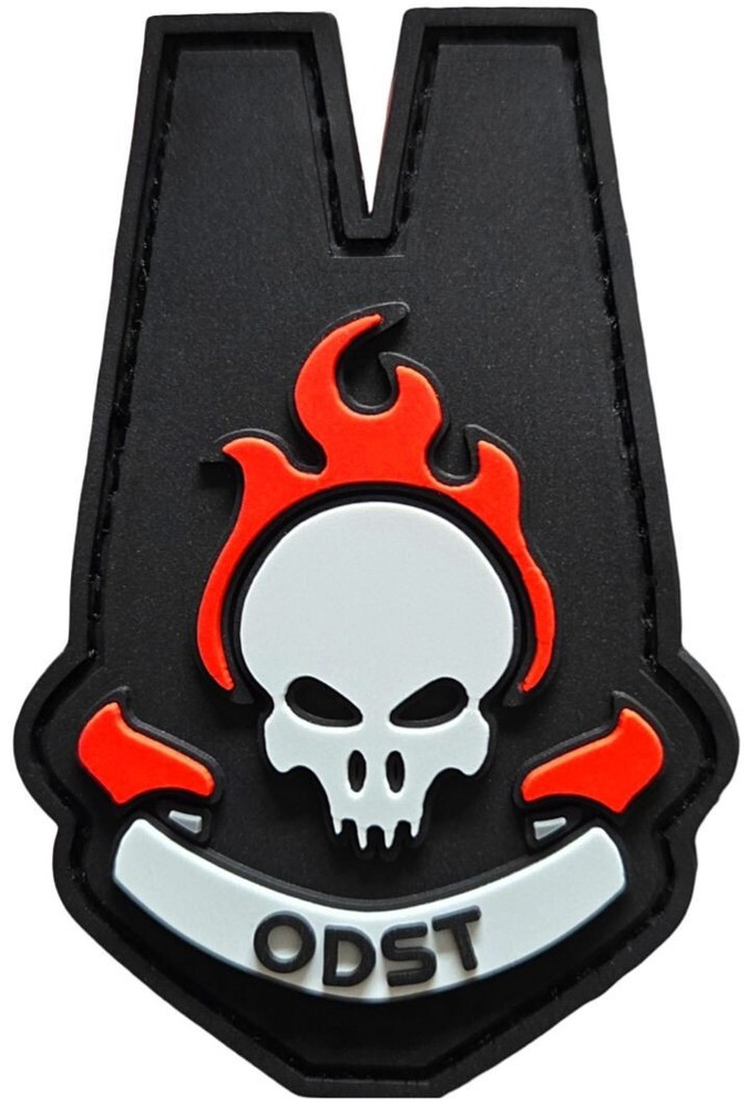HALO RED/BLACK PVC RUBBER ODST PATCH | 2PC HOOK BACKING 3"x2"