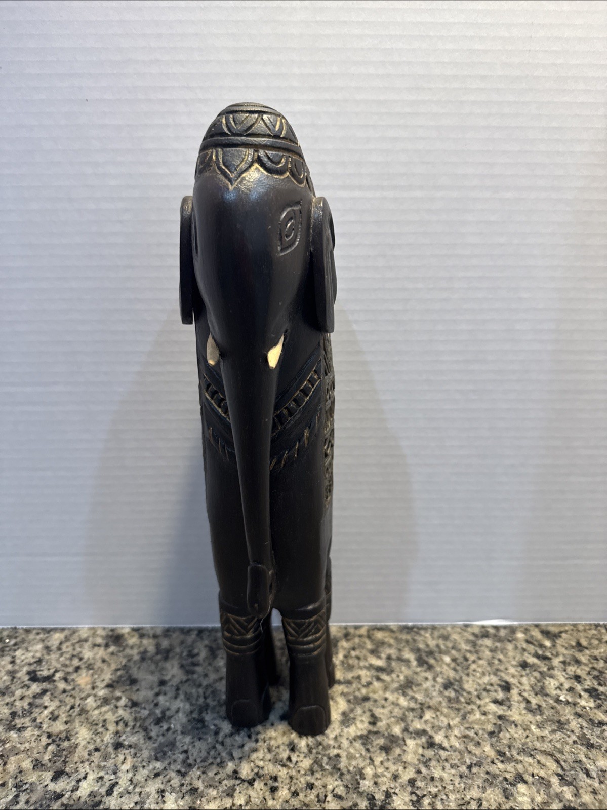 Vintage Carved Wood & Lattice Metal 12 1/2” Tall Elephant Read Description