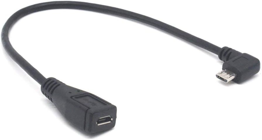 Micro USB Left Angle,Micro Extension Cable, 90 Degree Micro-B Male Black