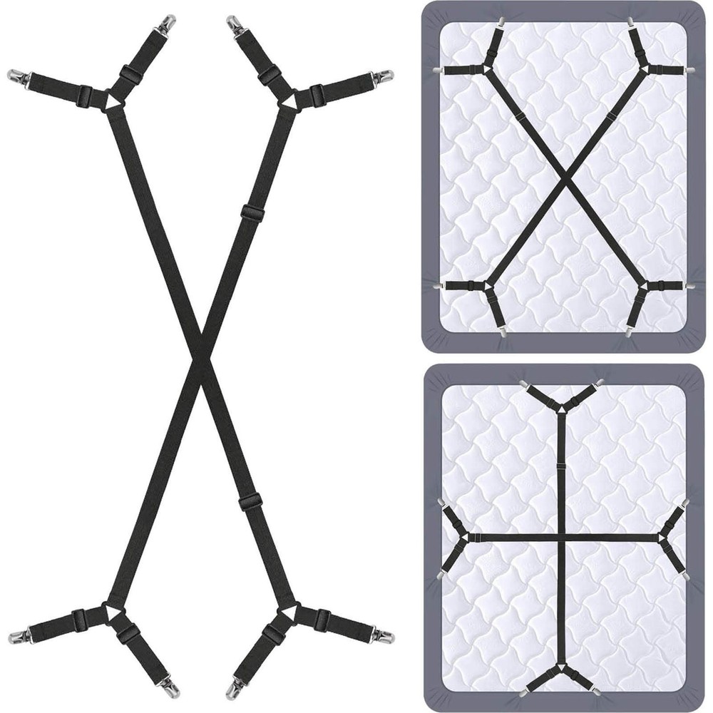 Adjustable Bed Sheet Straps Clips - 2Pcs Set, Keep Sheets in Place
