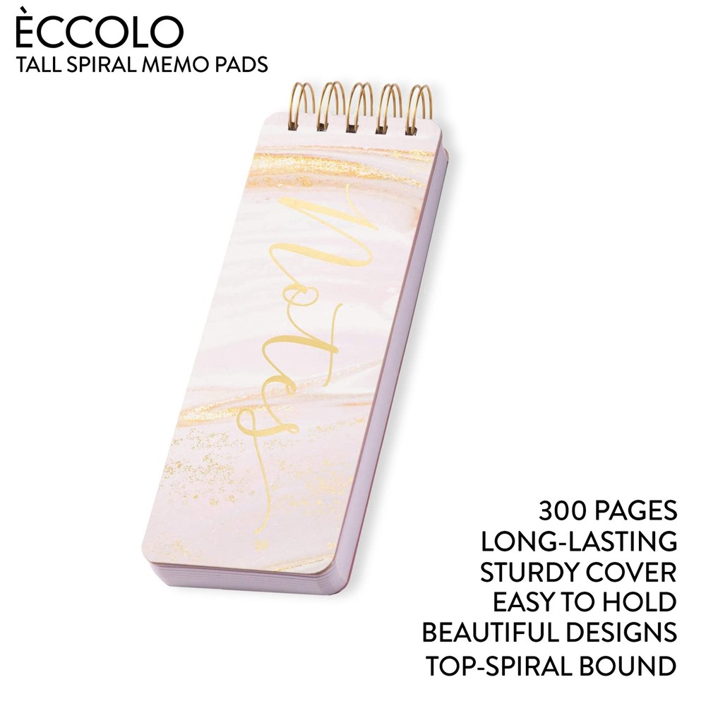 Pink Marble Hardcover Spiral Notebook 300 Pages Compact Note Taking Notepad