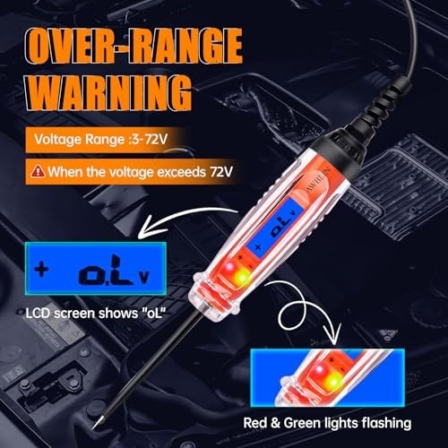 Digital Automotive Test Light 3-72V DC Voltmeter Circuit Tester with LCD & LED