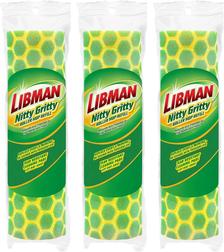 3 Durable Nitty Gritty Roller Mop Refills - Eco-Friendly Floor Cleaning Solution