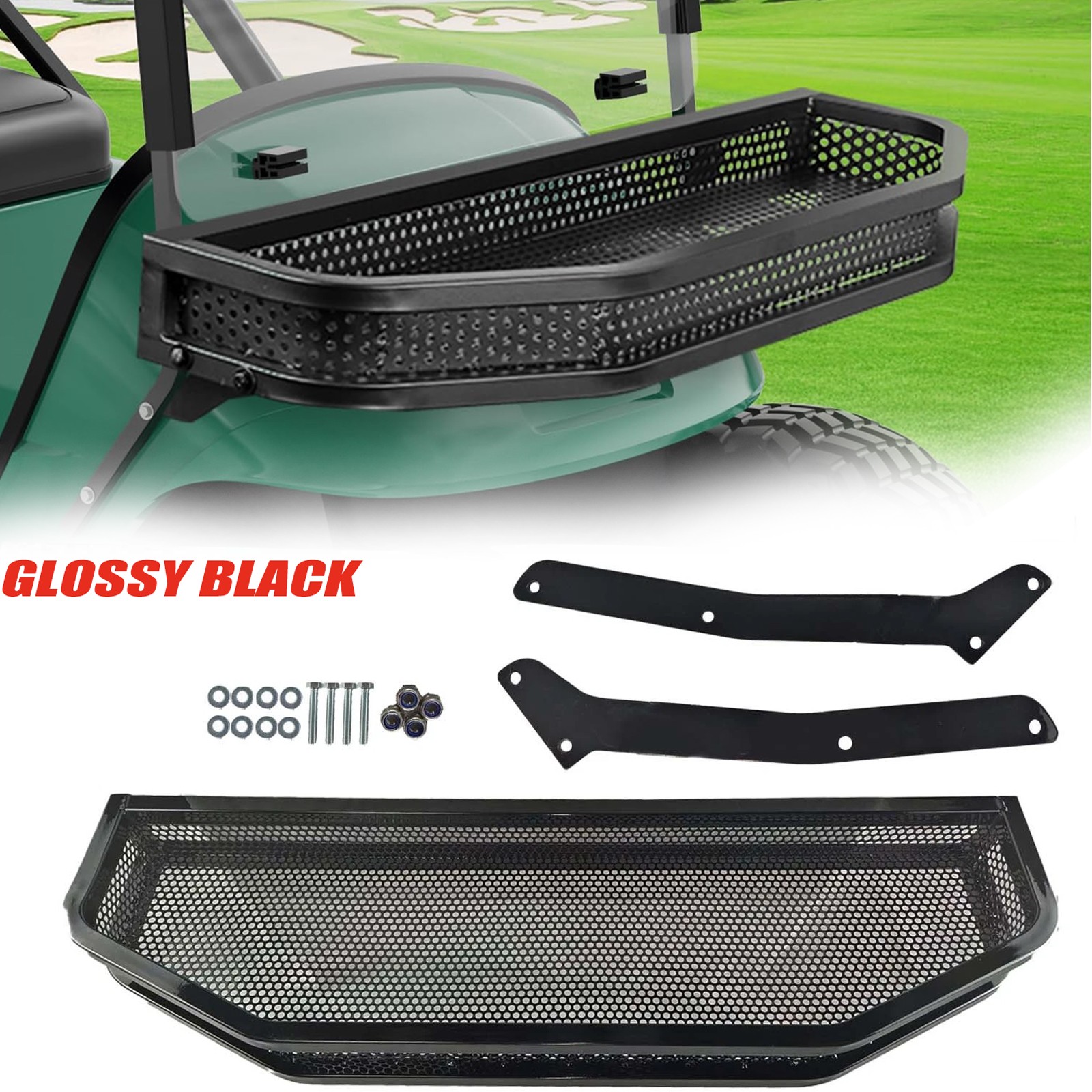 Heavy Duty Front Clay / Cargo Basket For EZGO TXT Golf Cart w/ Mounting Brackets