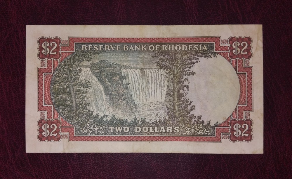 Rhodesia 2 $ banknote, 1975year,normal condition