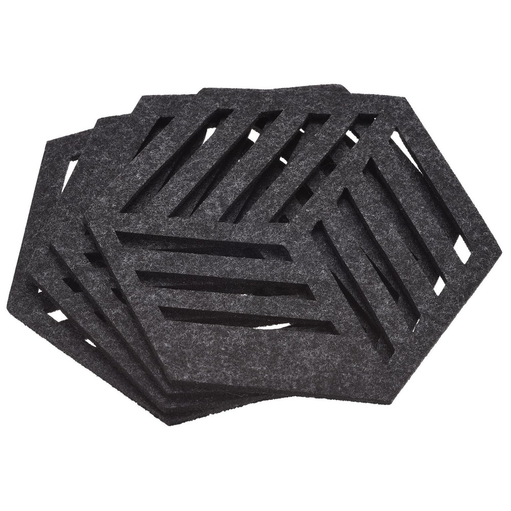 Felt coasters, 4pcs hexagonalagon mat pads, dark gray