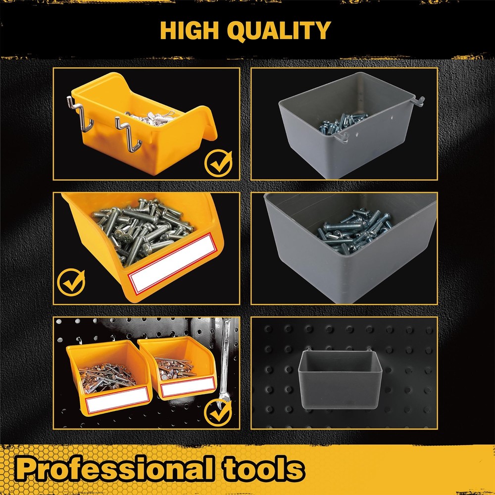 12 Pack Pegboard Bins Kit Storage Tool Workbench Bins Hardware Organizer