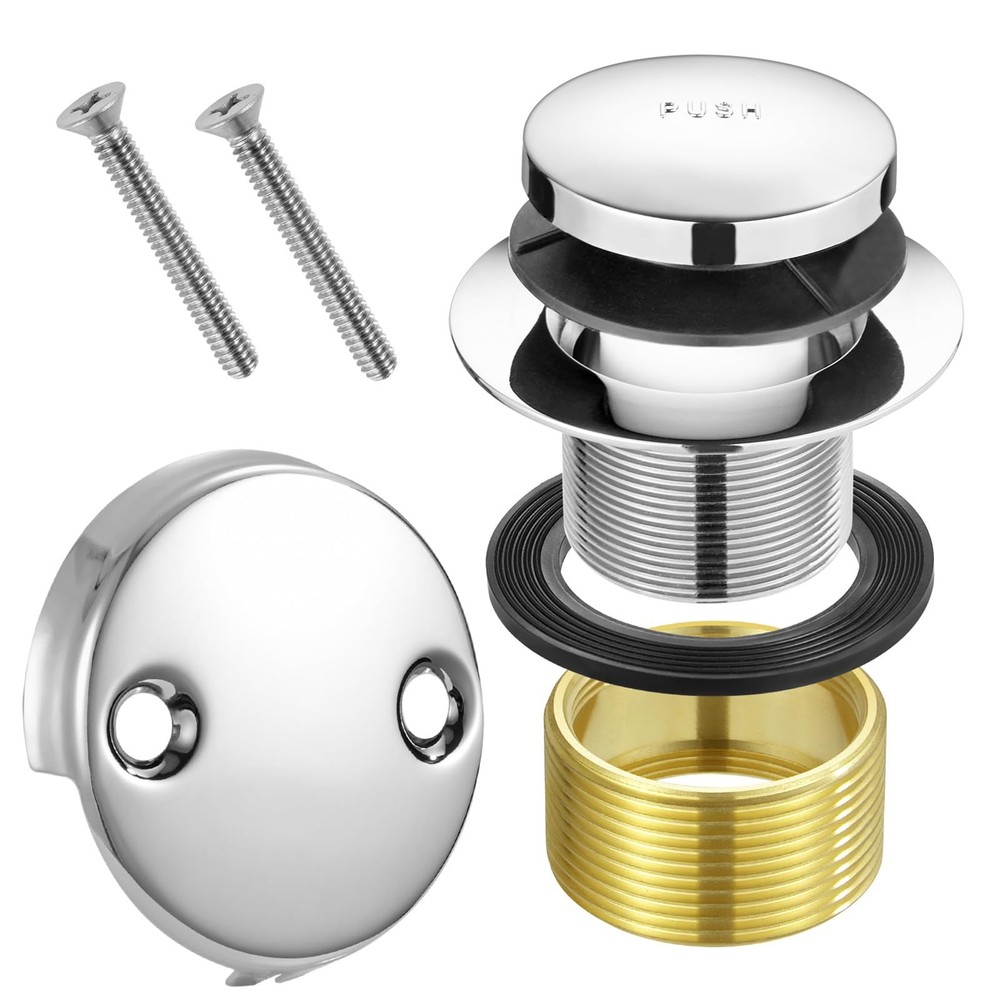 Tip Toe Bathtub Drain Conversion Kit Assembly, Tub Plug Chrome Plated