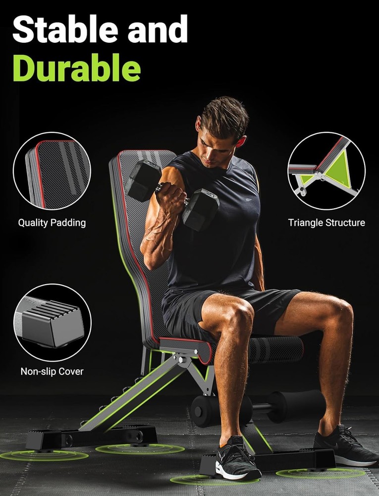 Yoleo Adjustable Weight Bench for Full Body Workout; Foldable Bench Press Bench