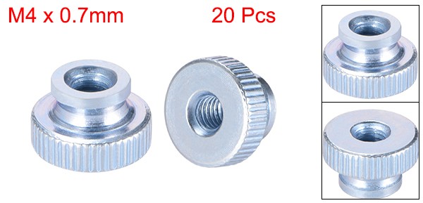 20pack Knurled Thumb Nuts M4x0.7mm Iron Round Knobs Fastener for 3D Printer