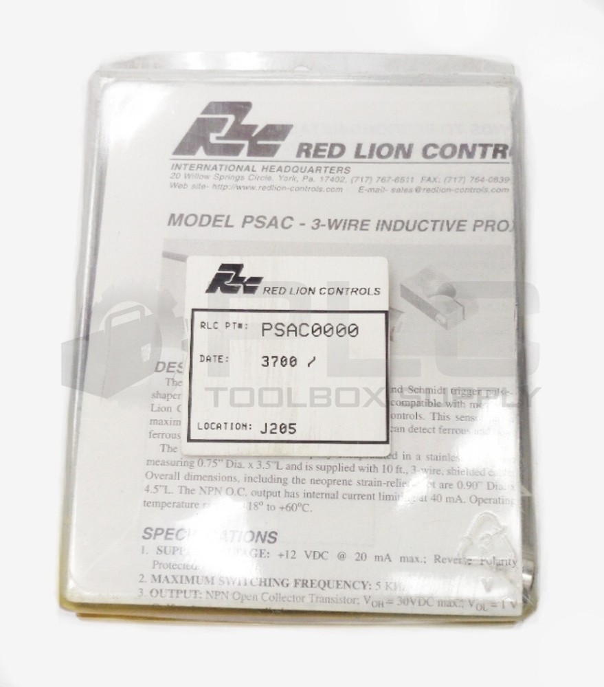 NEW RED LION PSAC0000 PROXIMITY SENSOR 10' CABLE *READ*