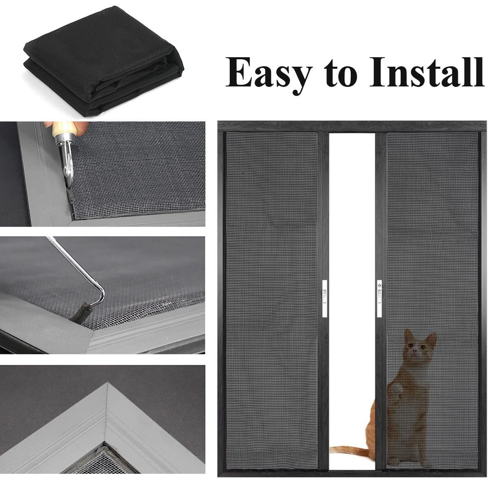 39x100" Pet Proof Window Screen Replacement Thicken Charcoal Mesh Scratch