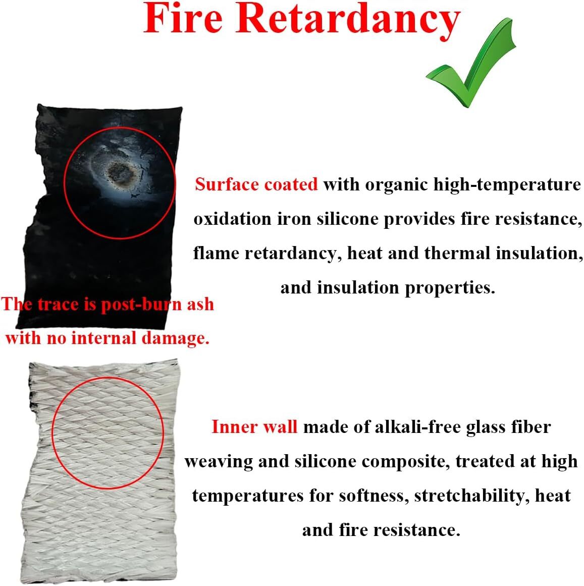 1/4" ID Heat Hose Fiberglass Wrap Shield Fire Sleeve for Hose Line & Wiring 5Ft