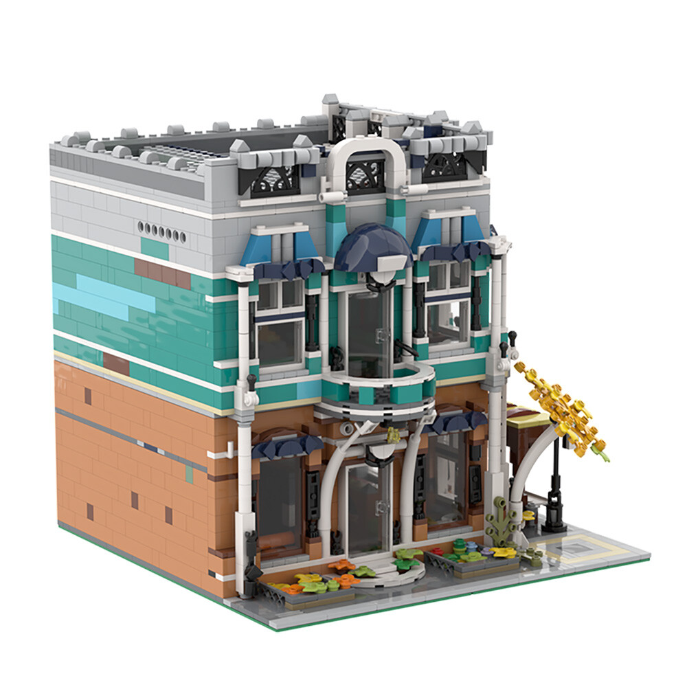 Modular Building: Café / Library Model with Interior 2287 Pieces MOC Build