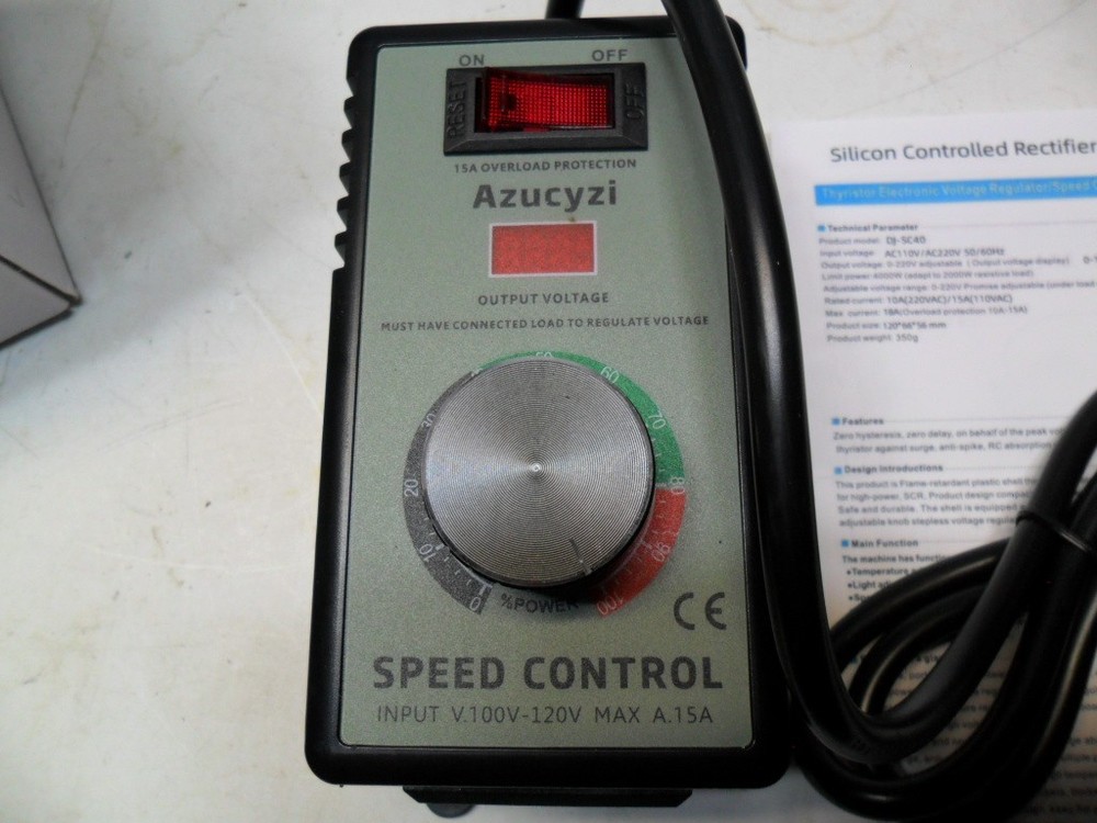 AC Motor Variable Speed Controller 120V 15A 4000W & Overload Protection Switch