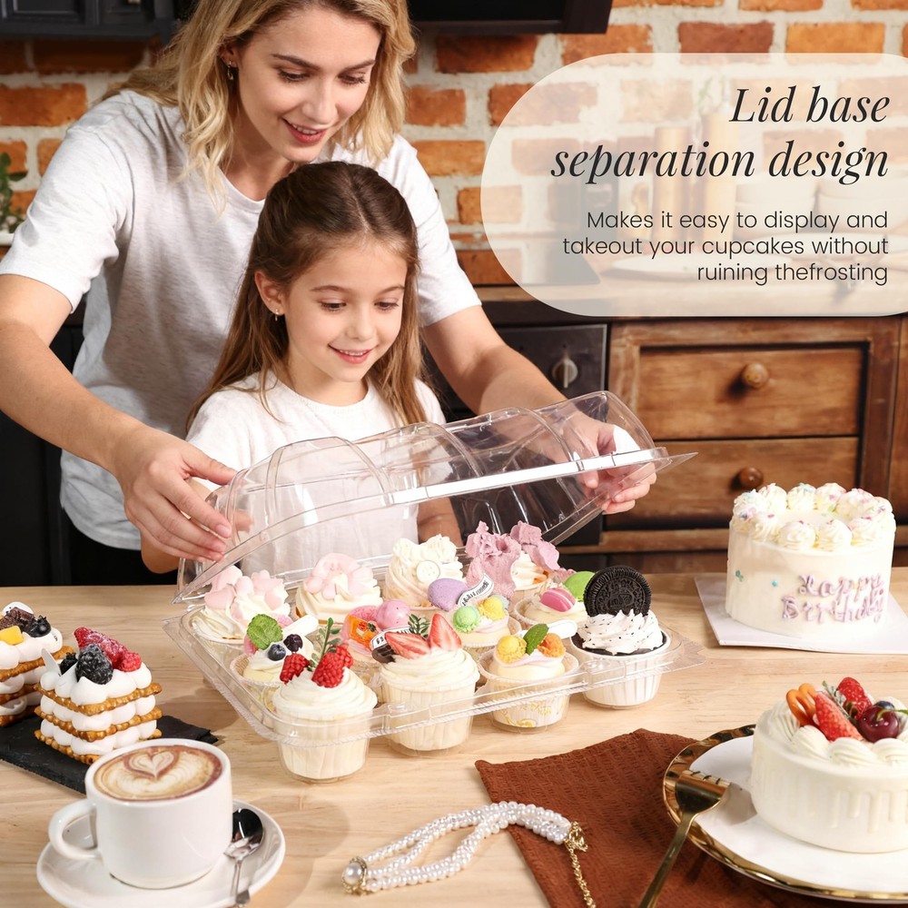 20 Pack Dozen Cupcake Containers with 240 Liners Stackable Carrier 12 Count