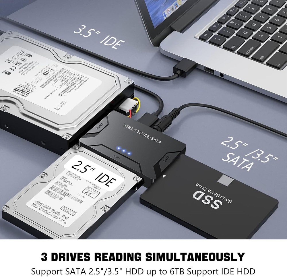 Hard Drive Reader USB 3.0 SATA IDE Adapter Multi-Device Data Recovery Kit