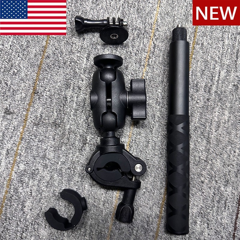 120cm Invisible Extendable Selfie Stick + Motorcycle Mount for Insta360 X3 X4 X5