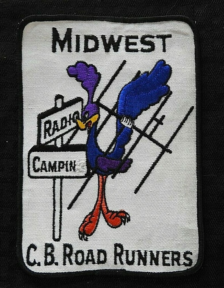 OLD "MIDWEST CB RADIO ROAD RUNNER" LARGE JACKET PATCH cheesecloth HAM