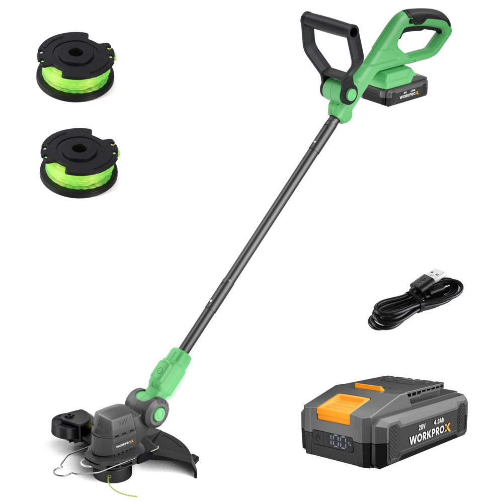 WORKPROX 20V Cordless String Trimmer Grass Cutter Auto Line Feed 2PCS Spool Line