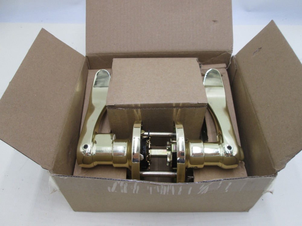 Entry Deadbolt Combo Door Locks Levers Handle Polished Brass Keyed Alike Knobs