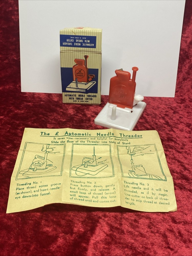 Vintage 1970's Automatic Needle Threader & Thread Cutter w/Original Box & Inst