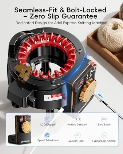 Electric Knitting Machine Adapter for Addi Express - LCD Panel, Row Counter, Var