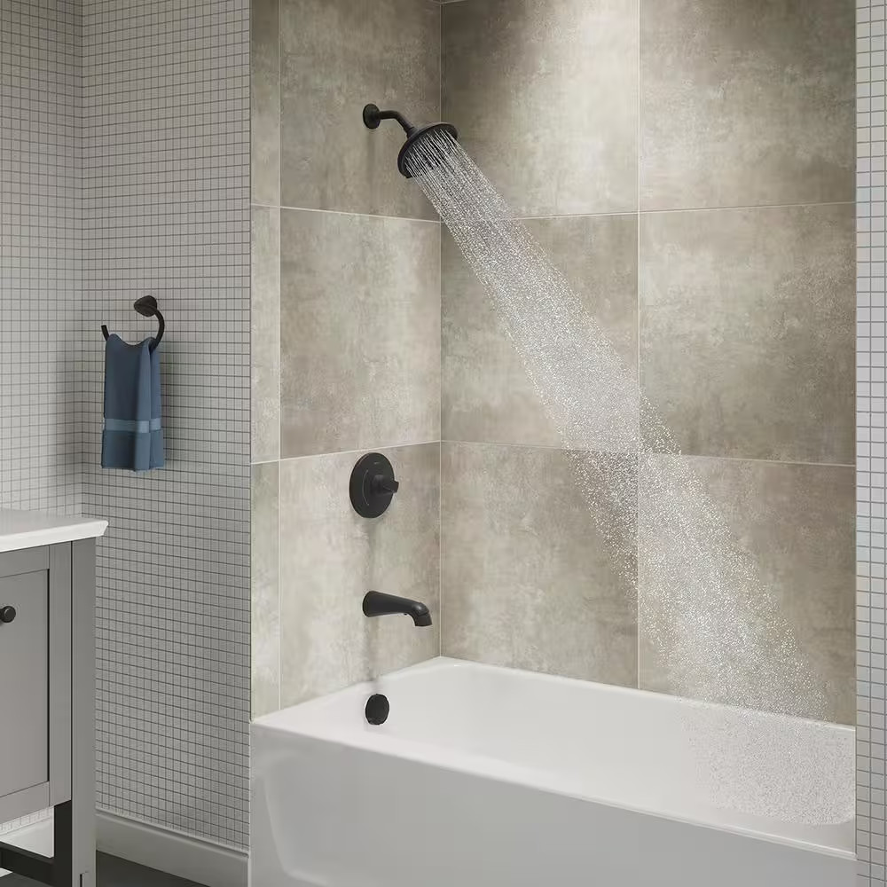 KOHLER Cursiva 1-Handle Tub and Shower Faucet 1.75 GPM Matte Black w/ Valve