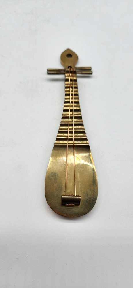 Vintage Solid Brass Lute Musical Instrument With 2 Strings. 5.5"