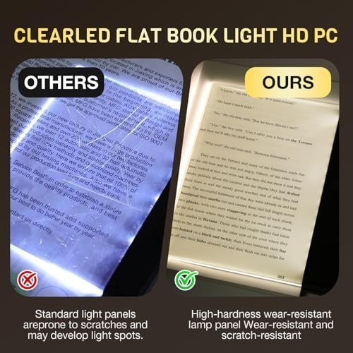 Rechargeable LED Book Light - Dimmable Flat Reading Lamp with Timer & 3 Colors,