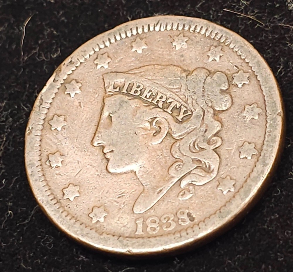 1838 Coronet Head / Large Cent / Very Fine