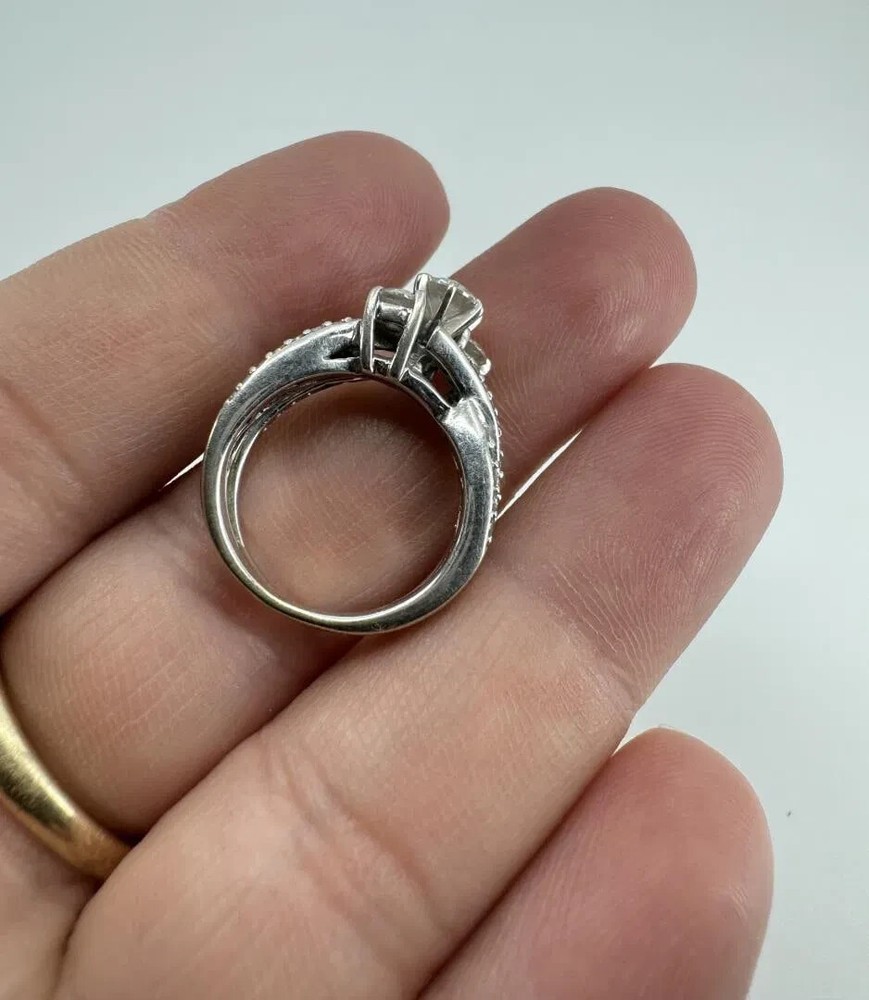 Diamond engagement ring set. white gold size 4.75