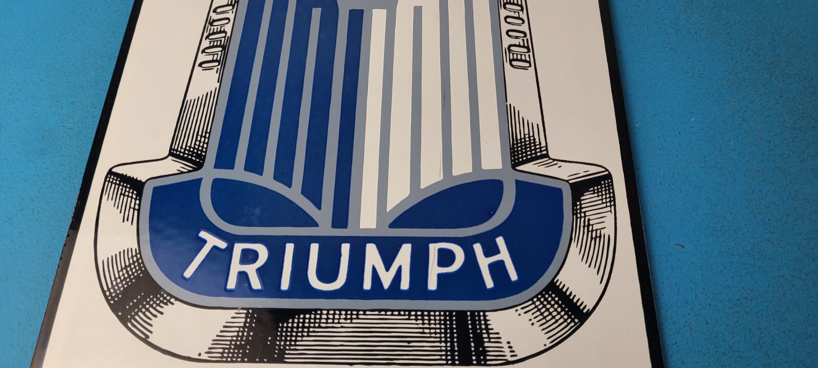 Vintage Triumph Automobiles Sign - Gas Service Dealer Pump Porcelain Sign