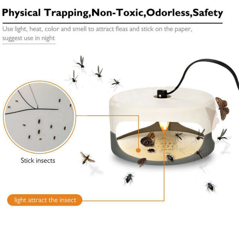 4Pcs Flea Traps for Inside Your Home with 8 Sticky Disc 8 Bulbs Flea Killer