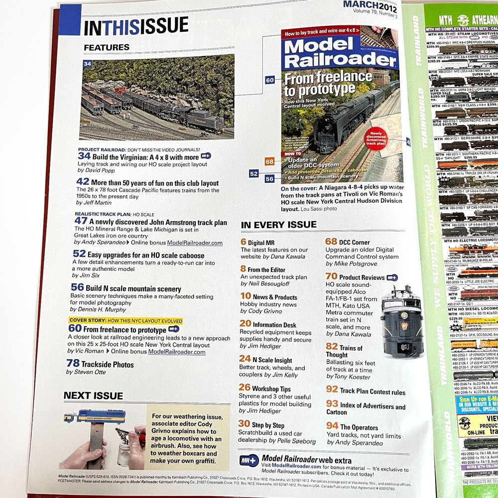 Model Railroader MAR 2012 NYC Layout Update Old DCC Caboose Prototype Details