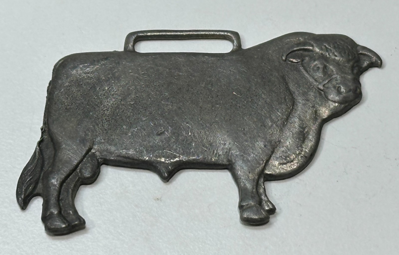 Antique Rare Hereford Bull Advertising watch fob Peck Bros livestock Ogden, UT