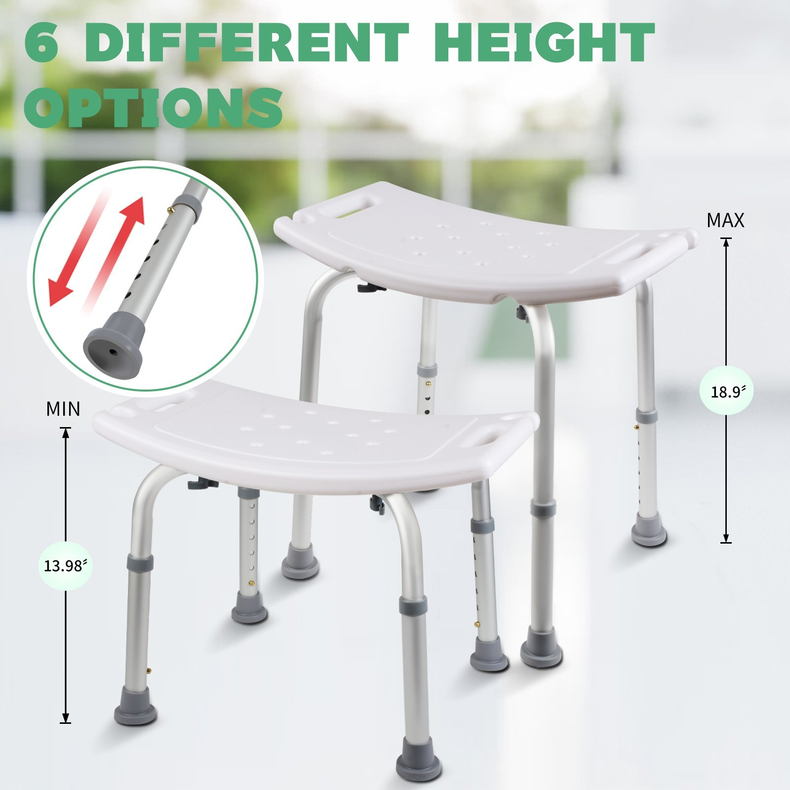 Shower Chair Seat 350lb Bath Stool Padded Height Adjustable Bathtub Seat Bench