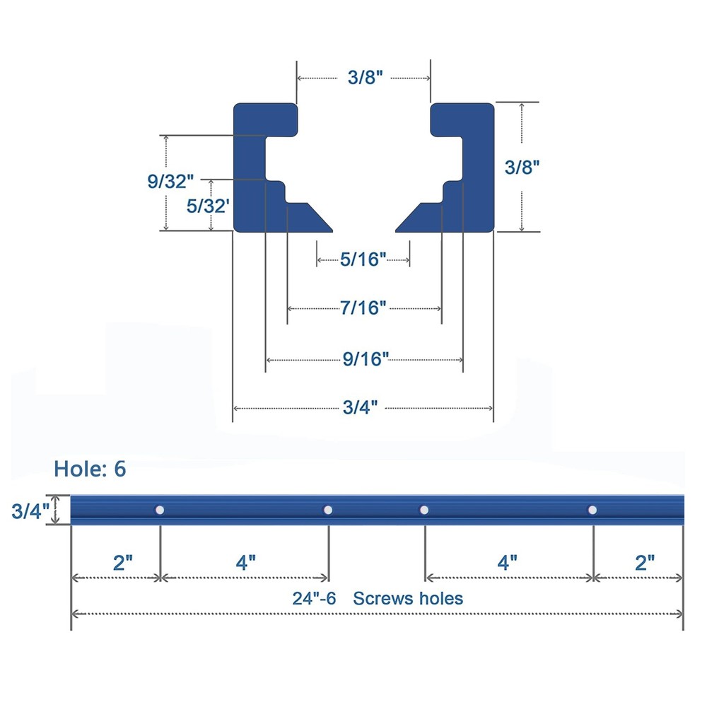 24" T-Track with 2 Hold-Down Clamps Intersection for Woodworking 2 Pack