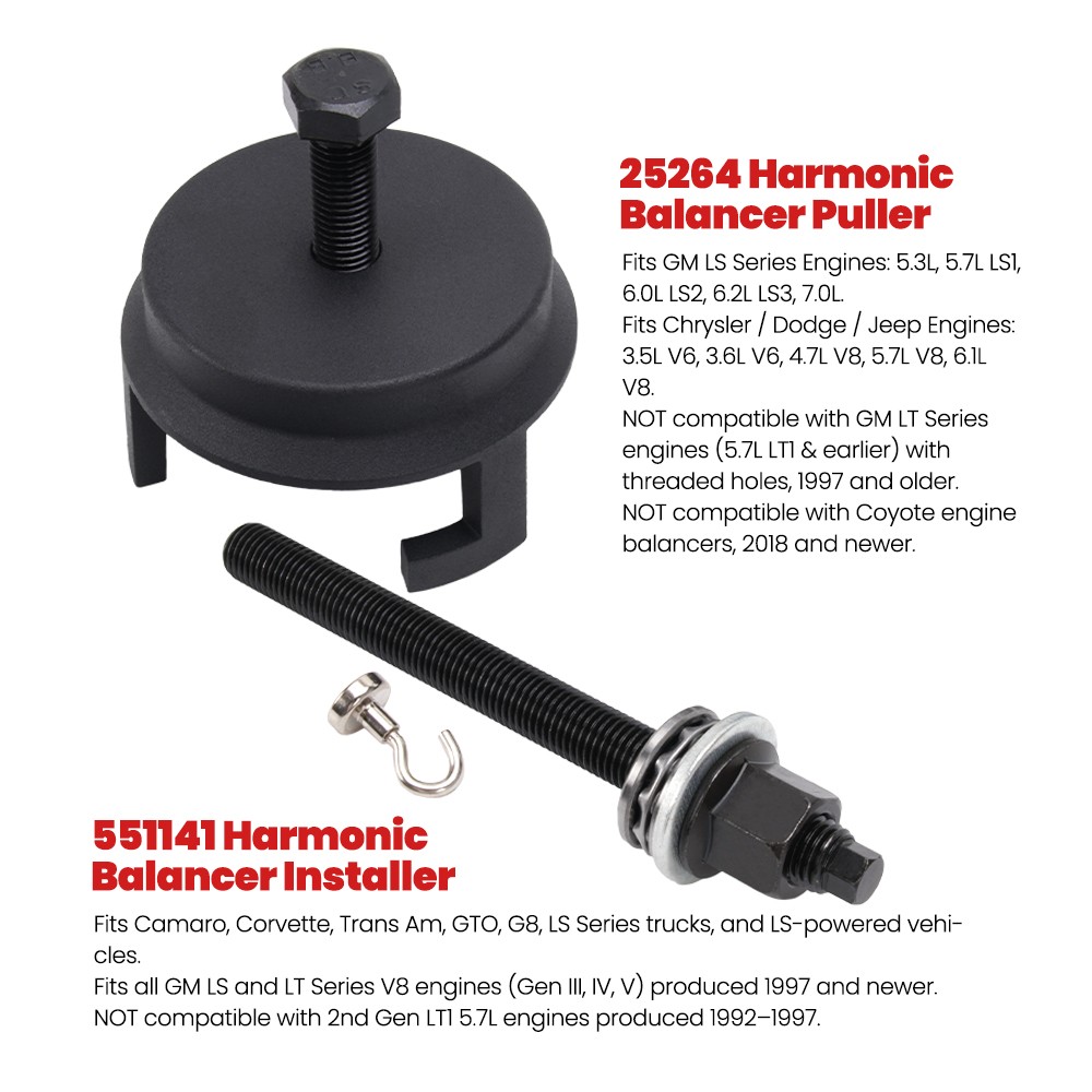25264 Harmonic Balancer Puller and Installation Tool Set For GM LS LT Engines