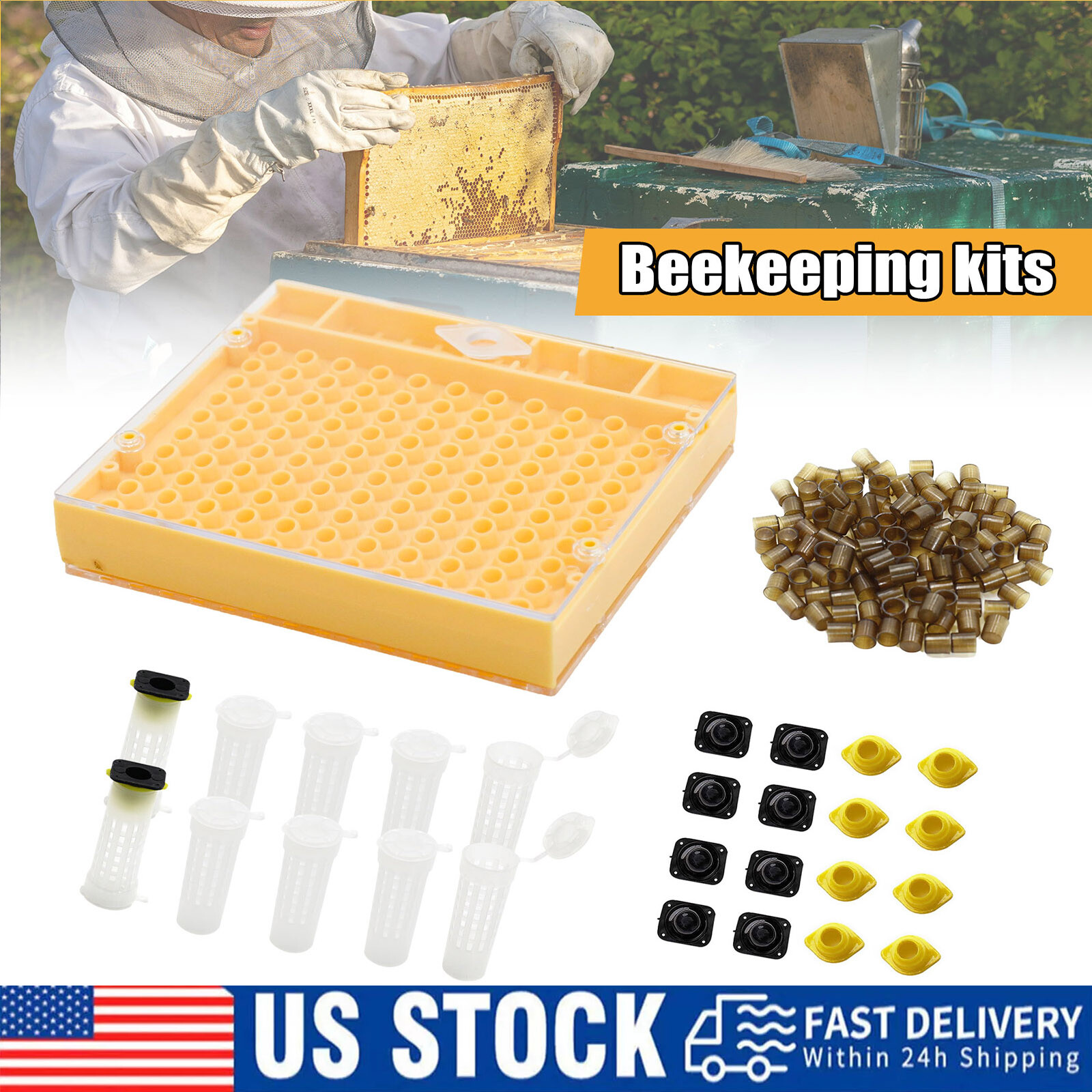 138X Beekeeping Rearing Cup Kit Bee Queen Cages Roller Beekeeper Equipment Tool