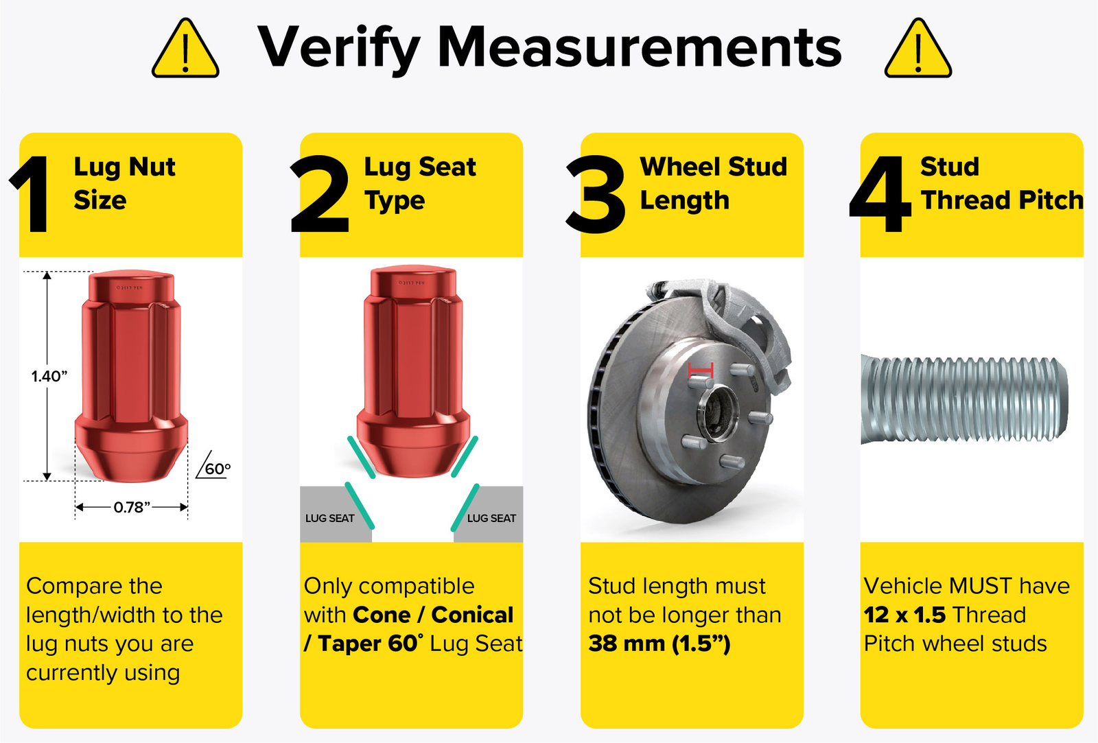 20pc 12x1.5 Lug Nuts with Key | Cone Seat | Long Closed End | Red Steel Spline