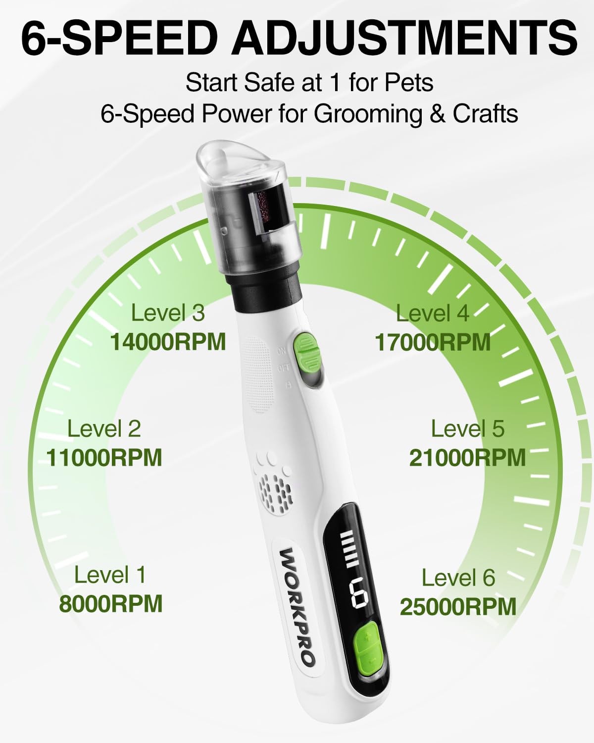 WORKPRO 6-Speed Dog Nail Grinder Pet Nail Grinder 70 Accessories Rotary Tool Set