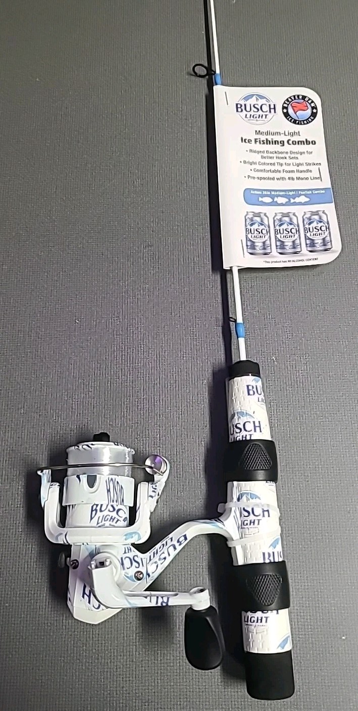 Beaver Dam Busch Light 32 Inch Medium Light Ice Fishing Combo FREE SHIPPING