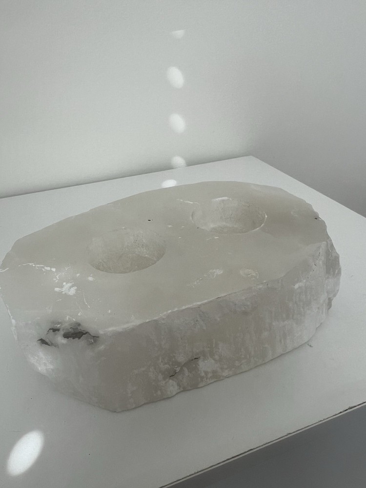 Selenite Crystal Double Tea light Candle Holder