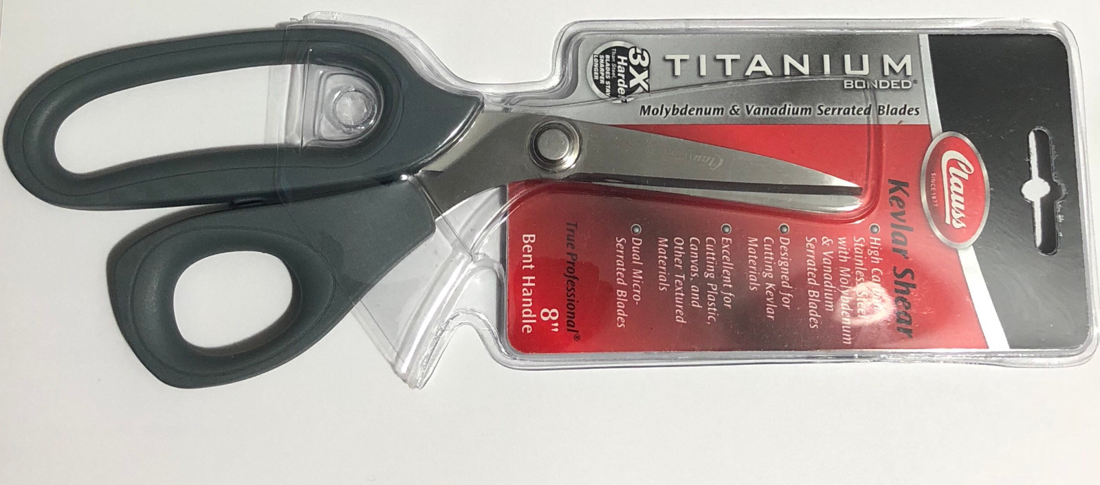 8" Bent Clauss Kevlar scissor TITANIUM for cutting quilting made with Kevlar